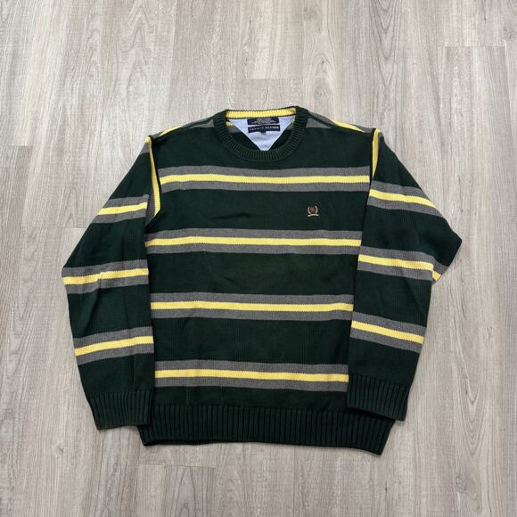 Vintage Tommy Hilfiger Sweater Men's Large Green Knit Crewneck Hip Hop Skater - Picture 1 of 6